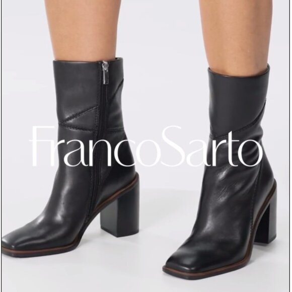 NIB Franco Sarto Stevie Black Leather Square Toe Boot, sz 10 - Picture 7 of 10